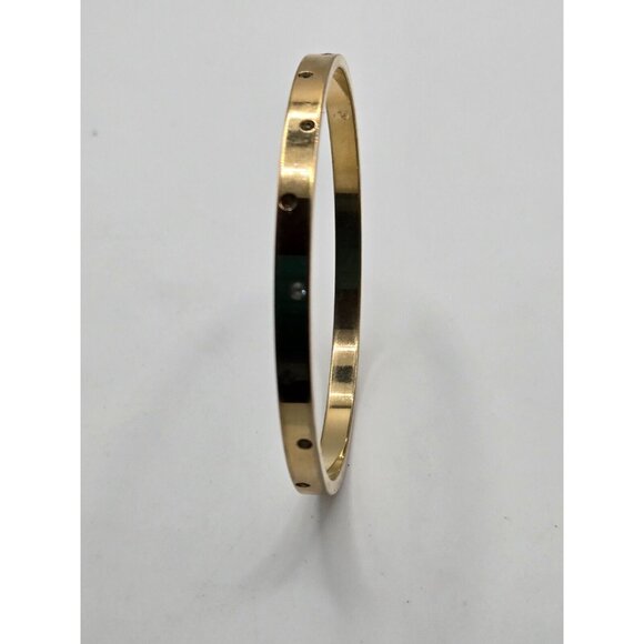 Swarovski Swan signed Crystal and Gold Tone Bangle .25" thick 18g 2.5" diameter - Picture 4 of 4